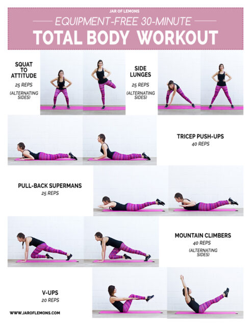 30-Minute Total Body Workout (Equipment-Free) - Jar Of Lemons