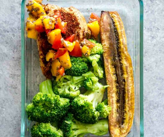 Paleo Slow Cooker Jerk Chicken Meal Prep Bowls! Great for on-the-go lunches.