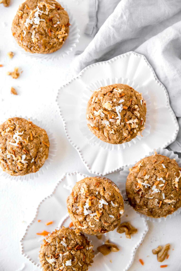 Top shot of Healthy Carrot Cake Muffins.