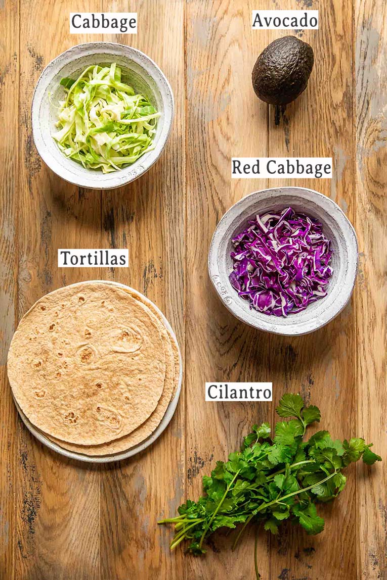 Ingredients for baked mahi mahi tacos.