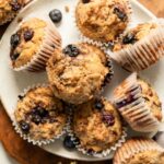 Beautiful protein muffins with bananas and blueberries.