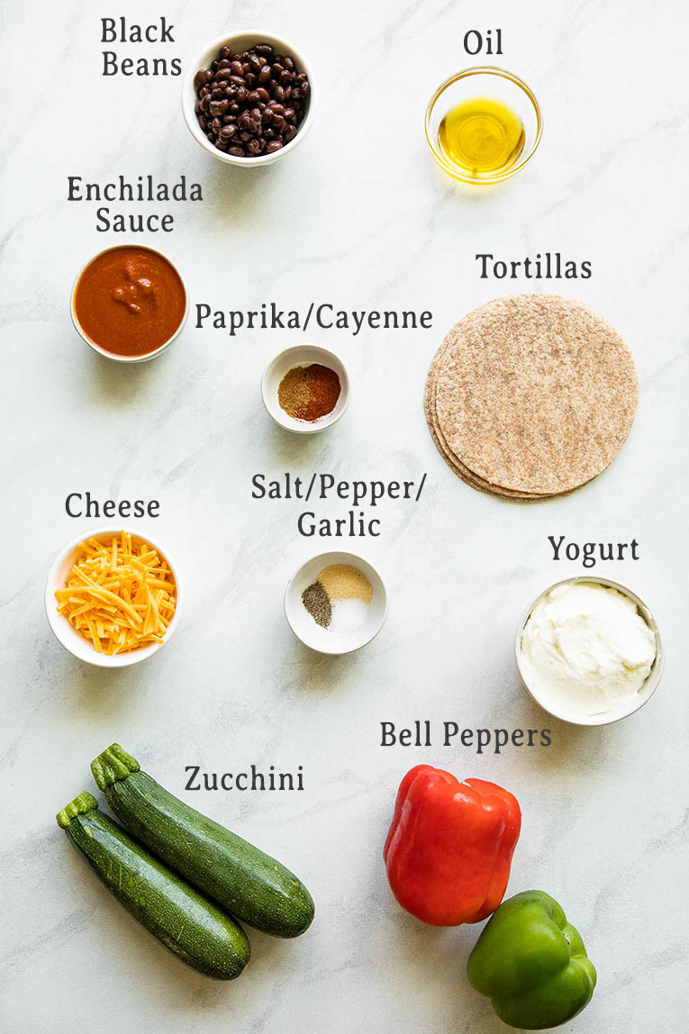 Ingredients for Vegetarian Enchiladas recipe.