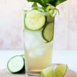 Cucumber Lime Spritzer (Non-Alcoholic) in a tall glass.