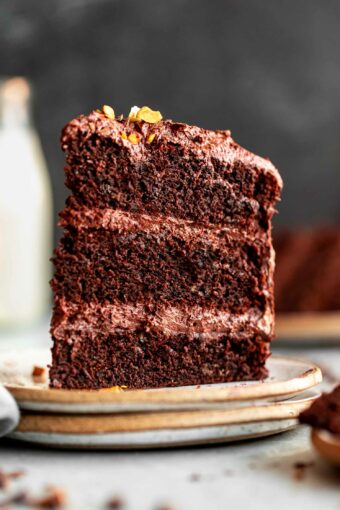 3 layered Gluten-Free Chocolate Cake w/ Tahini-Chocolate Icing recipe.
