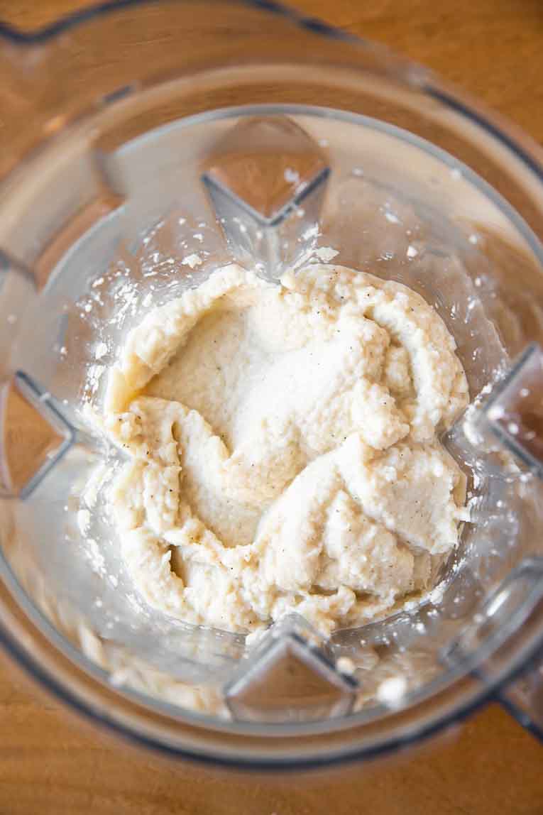 Cauliflower mash blended until smooth.