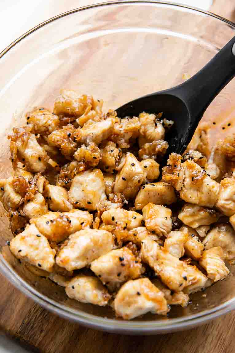 Fried chicken bites tossed in a honey sesame sauce.
