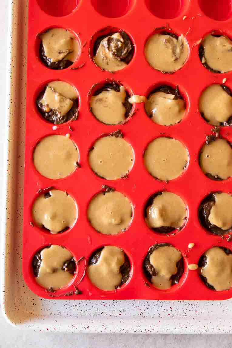 Brownie Bites topped with granola butter.
