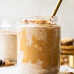 Close up of jar of Peanut Butter Overnight Oats.