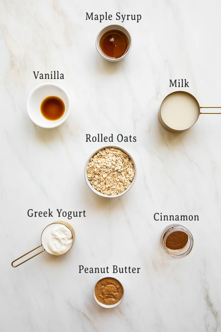 Ingredients for peanut butter overnight oats.
