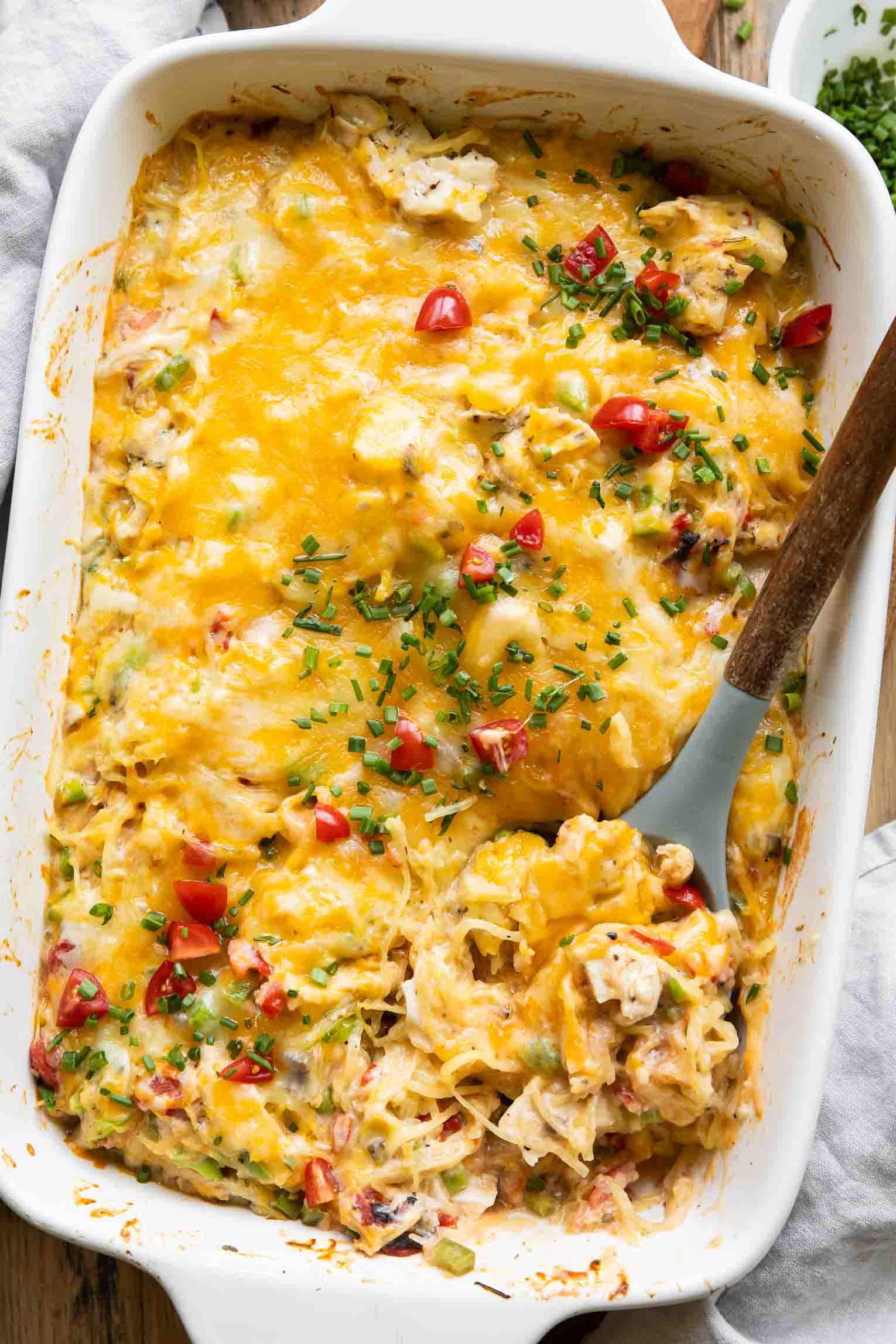 Cheesy Chicken Spaghetti Squash Casserole - Jar Of Lemons