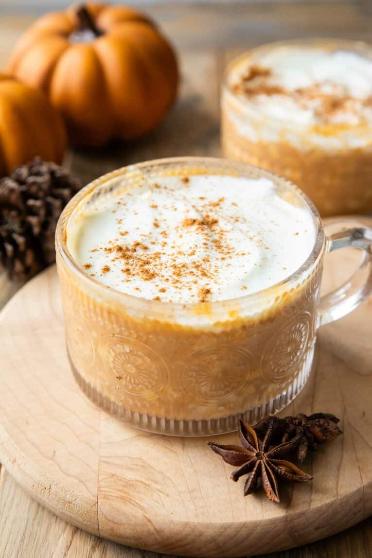 Close up of pumpkin overnight oats recipe.
