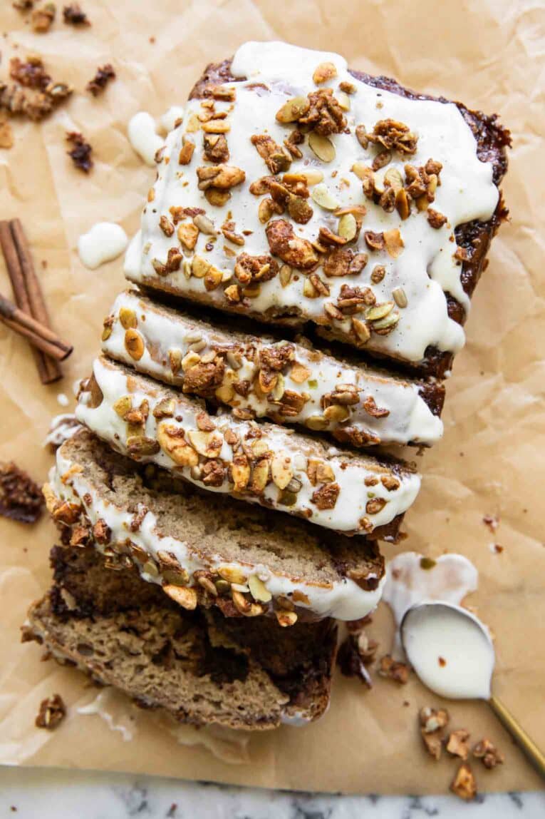 Top view of Cottage Cheese Banana Bread.