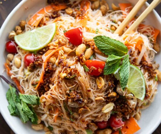 Chili Crisp Glass Noodle Salad in a bowl.