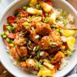 Sweet and Sour chicken in a bowl.