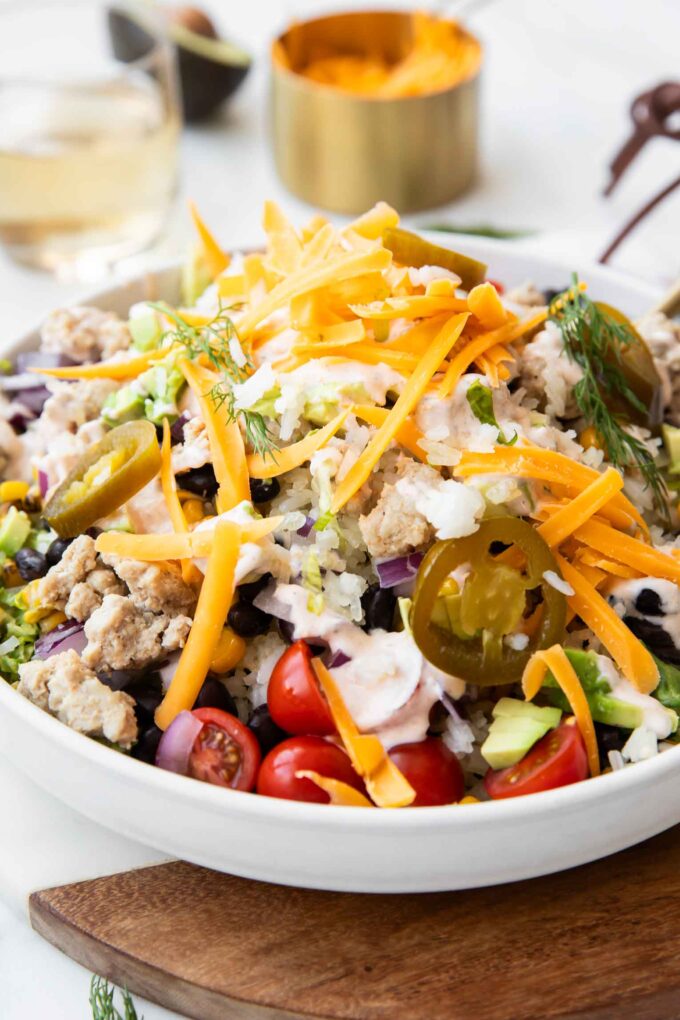 Crispy Rice Salad with Buffalo Ranch Turkey - Jar Of Lemons