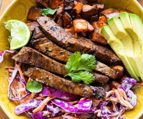 Carne Asada in a bowl.