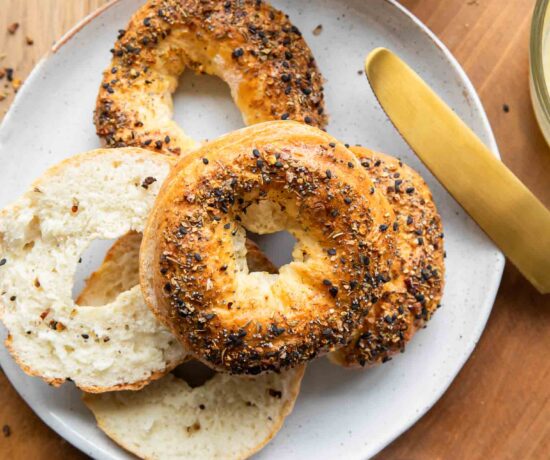 Cottage Cheese Bagels on a plate.