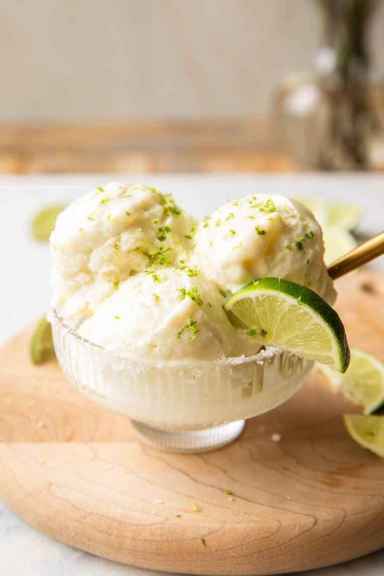 Margarita Ice Cream in a bowl.
