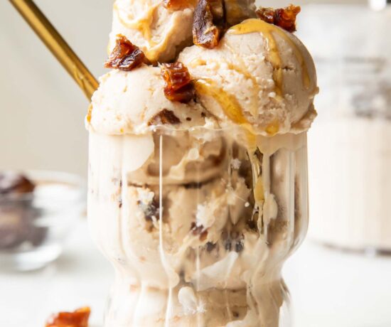 Salted Caramel Ice Cream in a glass.