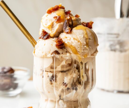 Salted Caramel Ice Cream in a glass.