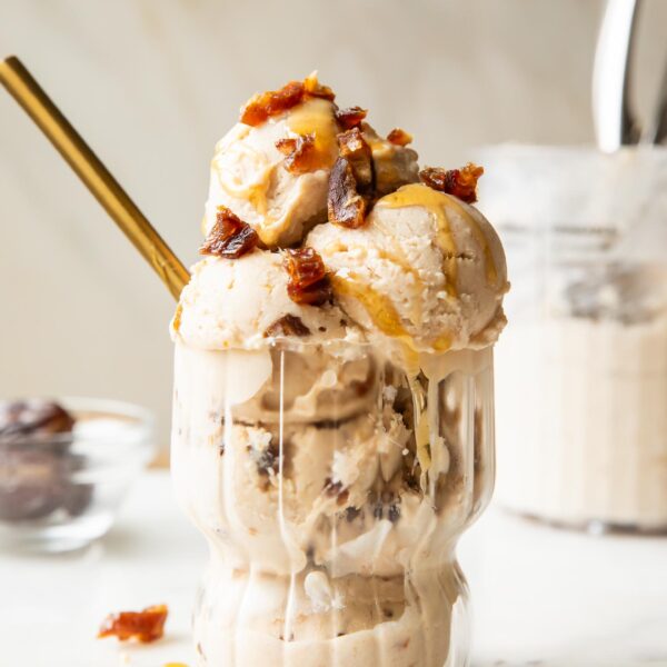 Salted Caramel Ice Cream in a glass.