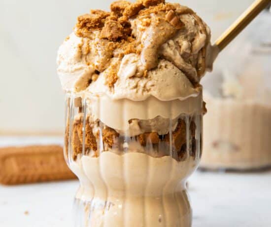 Biscoff Ice Cream in a glass.