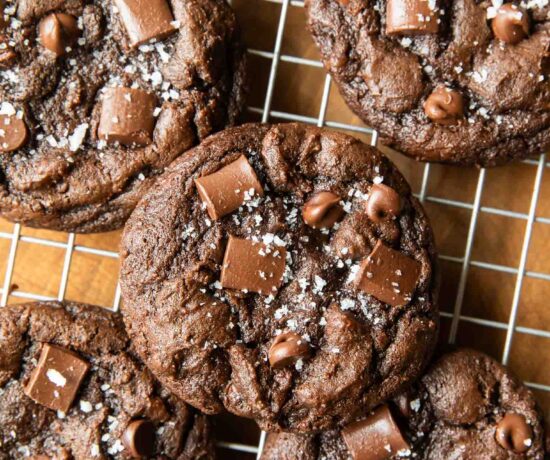Cottage Cheese Brownie Cookies on a cooling rack.