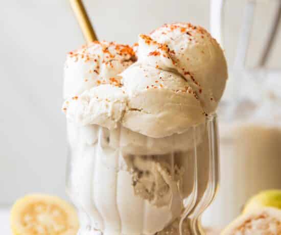 Guava Ice Cream in a glass.