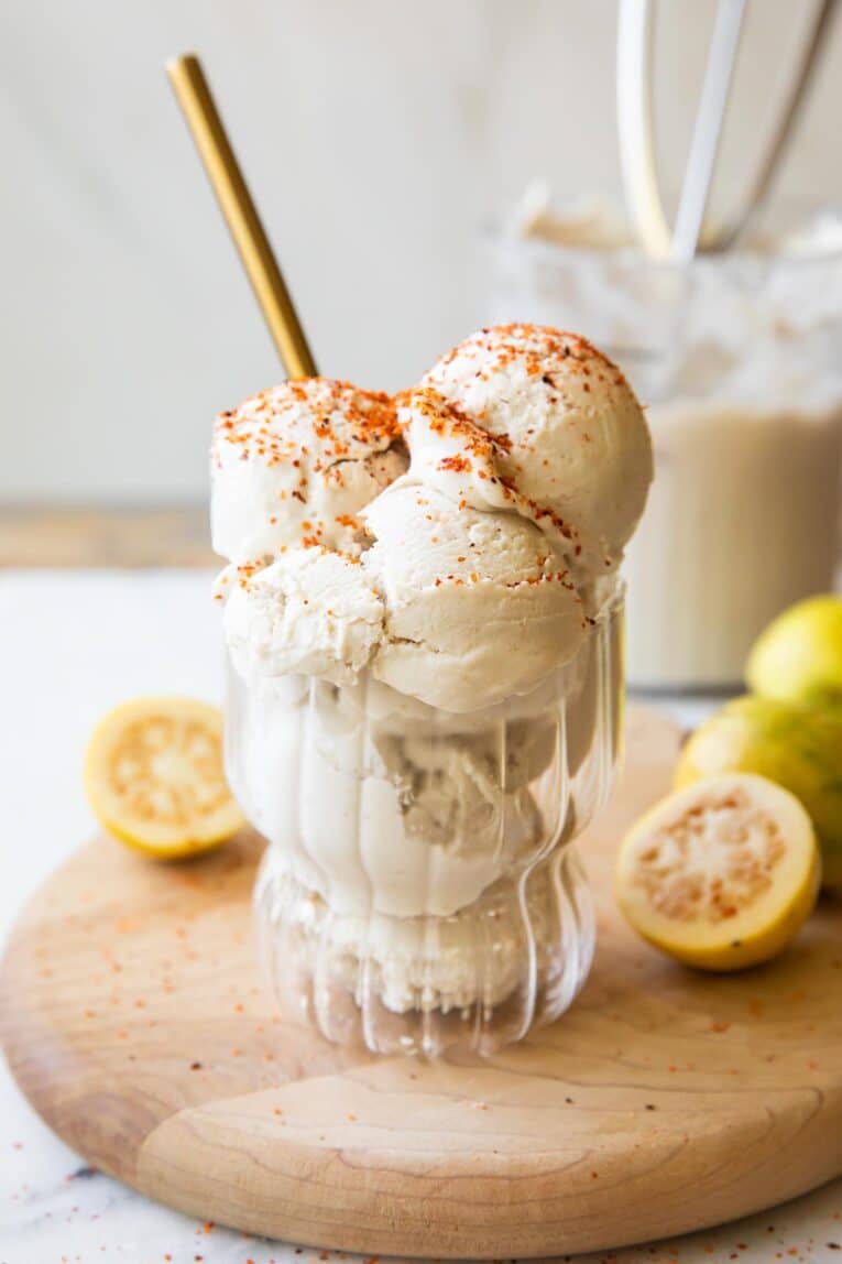 Guava Ice Cream in a glass.