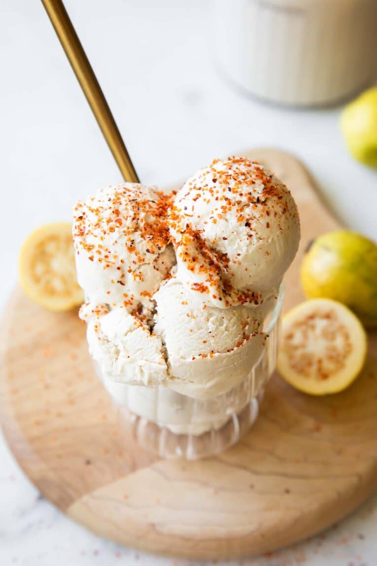 Guava Ice Cream in a glass.