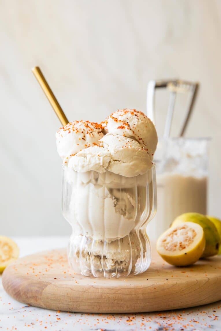 Guava Ice Cream in a glass.