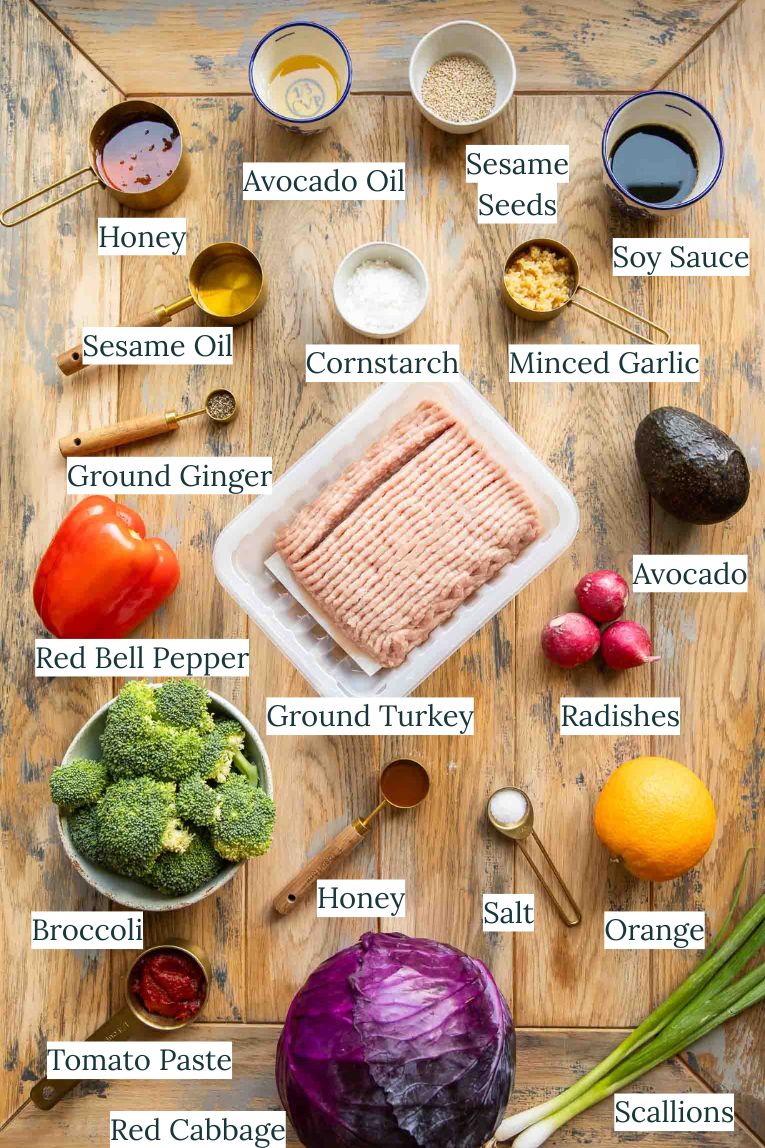 Orange Sesame Ground Turkey ingredients.