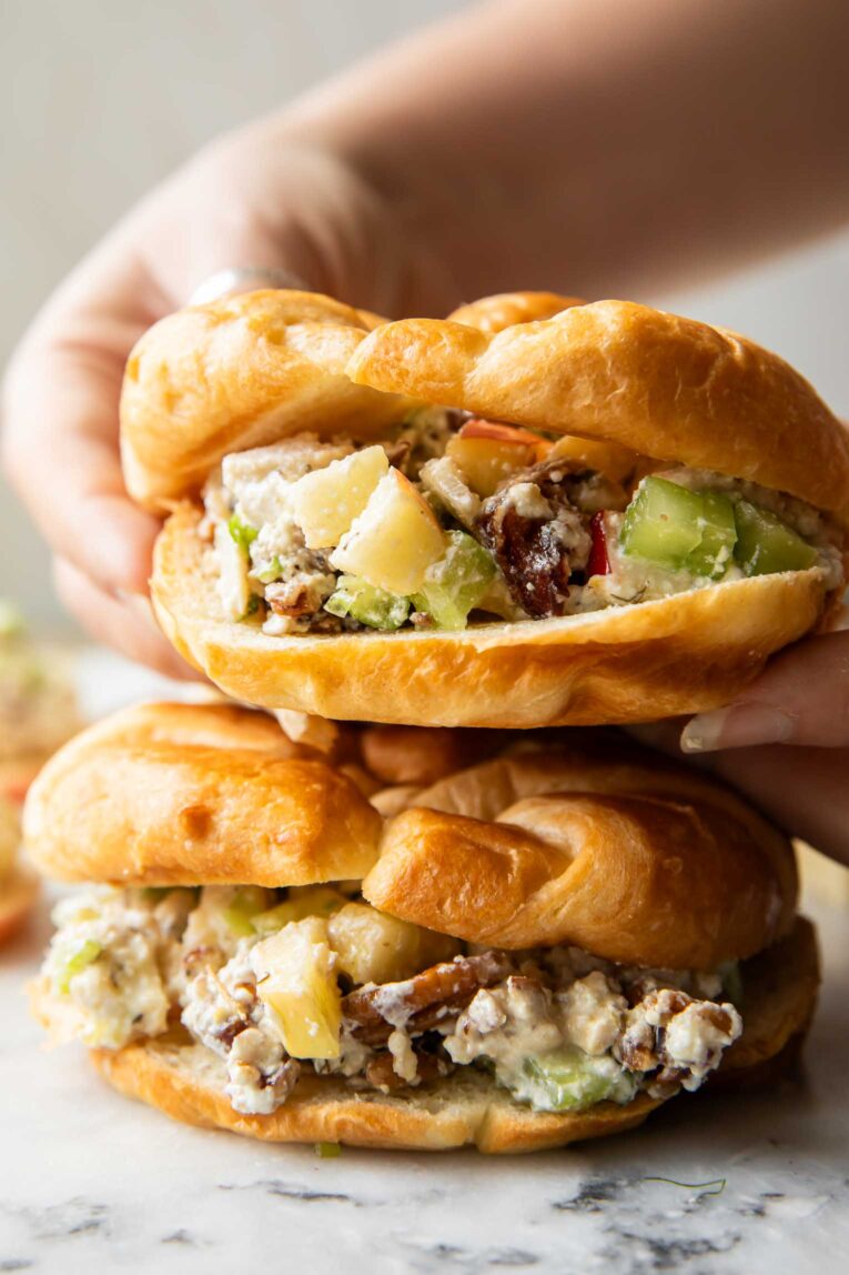 Two Apple Harvest Chicken Salad sandwiches.