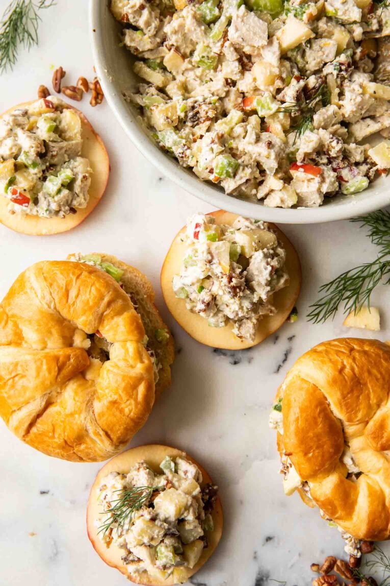 Top image of Apple Harvest Chicken Salad sandwiches.