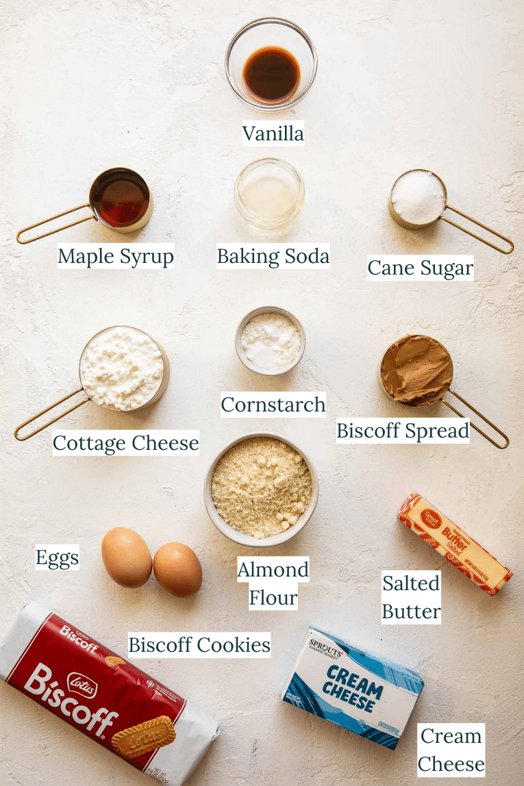 Biscoff Cottage Cheese Cheesecake ingredients.