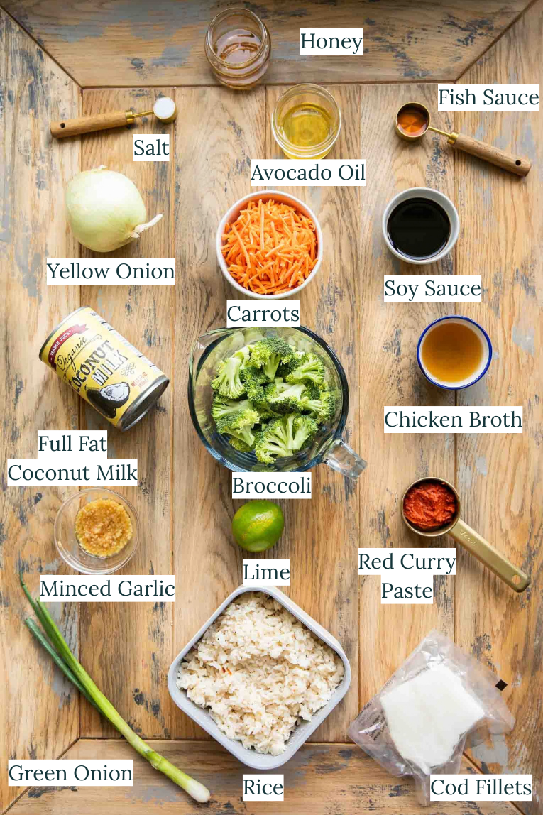 Coconut Curry Cod Ingredients.
