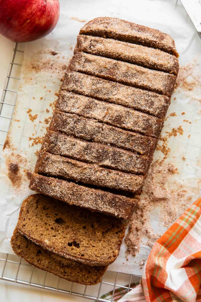 Apple Cider Loaf cut into slices.