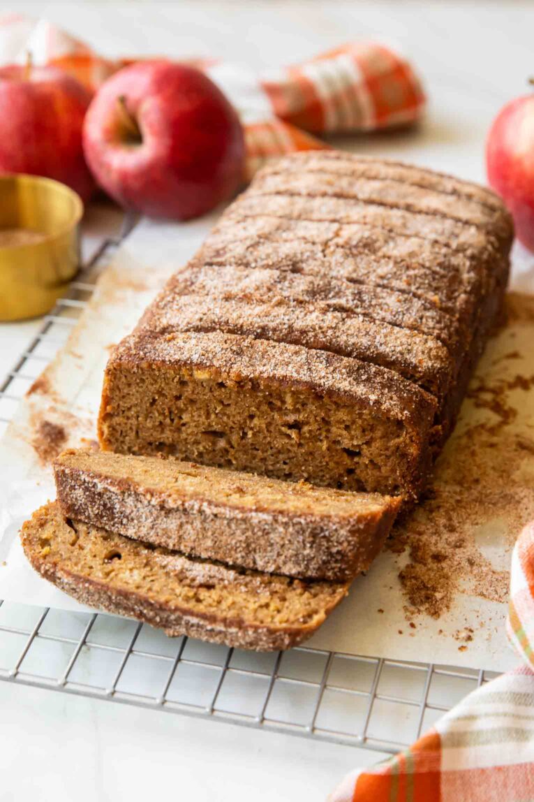Apple Cider Loaf cut into slices.