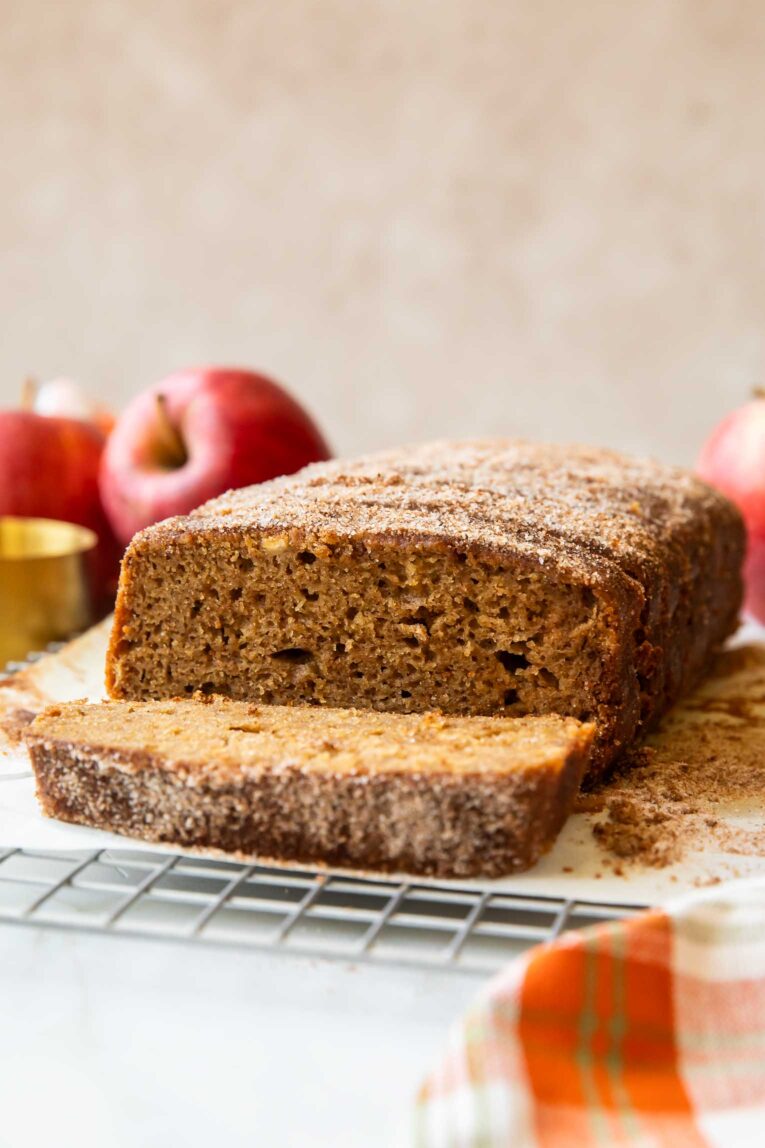 Apple Cider Loaf cut into slices.