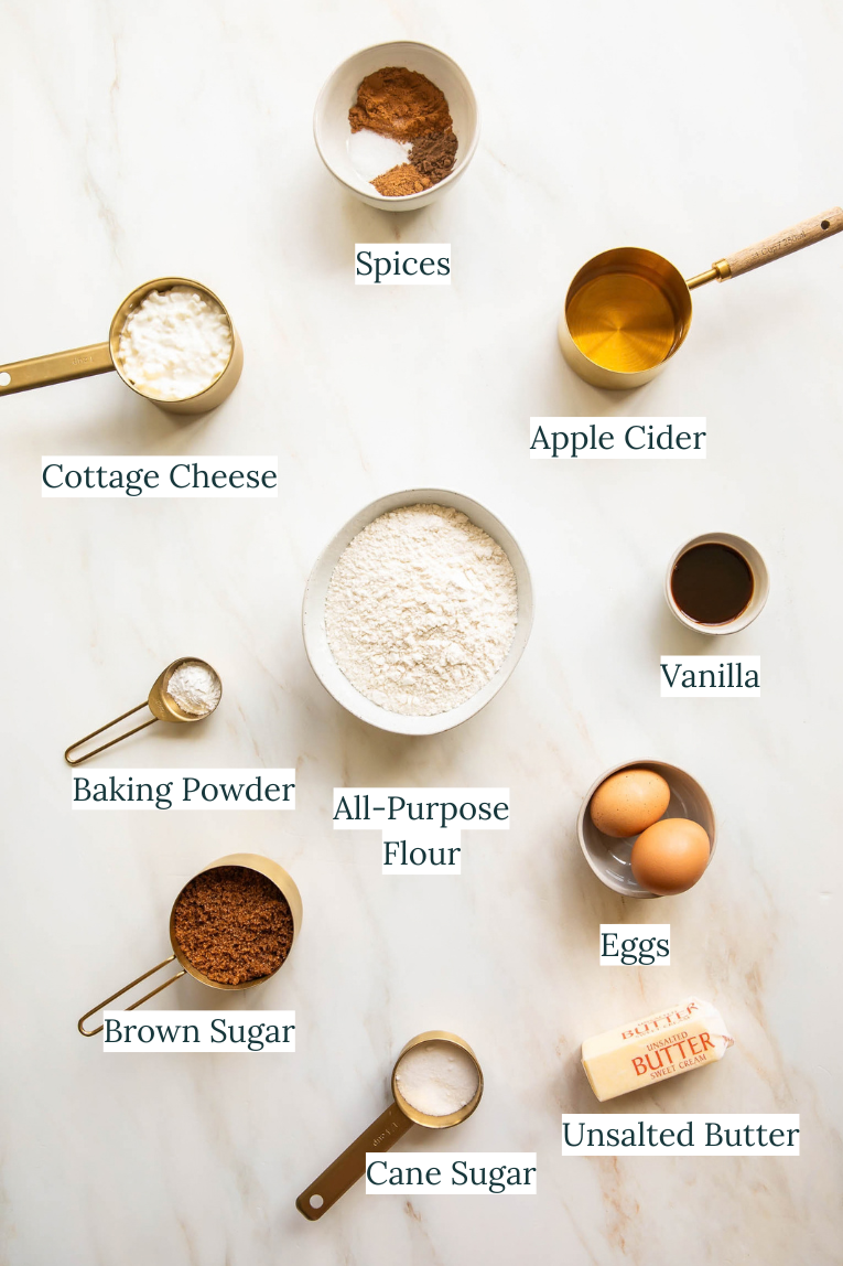 Apple Cider donut Loaf ingredients.