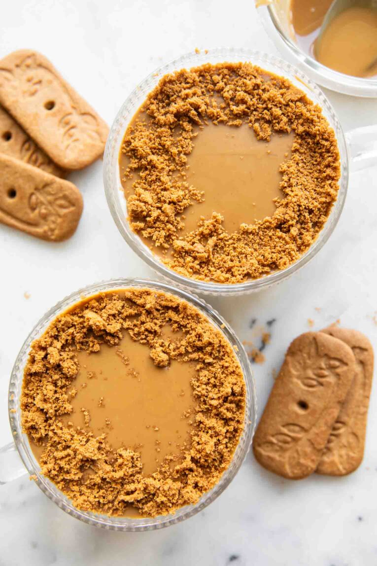 Two Cups of biscoff overnight oats.
