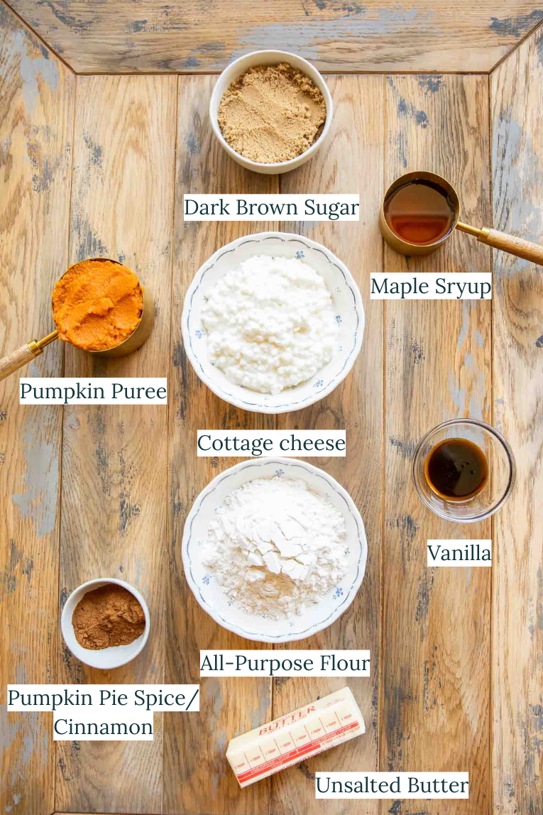 Cottage Cheese Pumpkin Cinnamon Roll Ingredients.