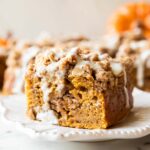 Pumpkin Cottage Cheese Coffee Cake on a plate.