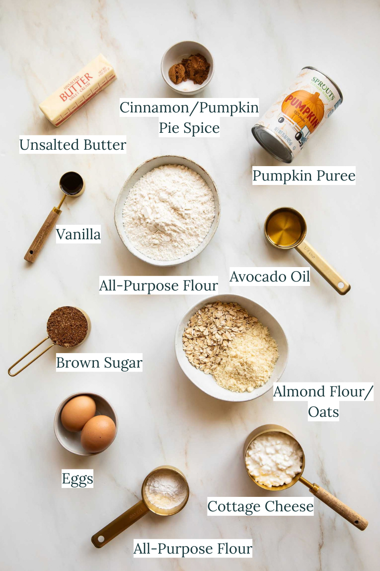 Pumpkin Cottage Cheese Coffee Cake Ingredients.