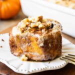Pumpkin Cinnamon Roll on a plate.