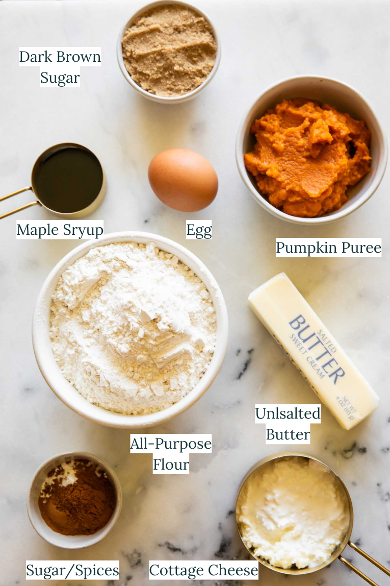 Pumpkin Cottage Cheese Scone Ingredients.